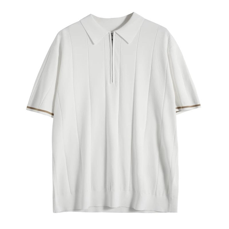 British slim-fit striped knitted short-sleeved top