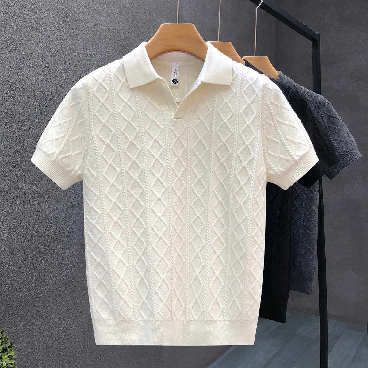 Men's Textured Knit Polo Shirt