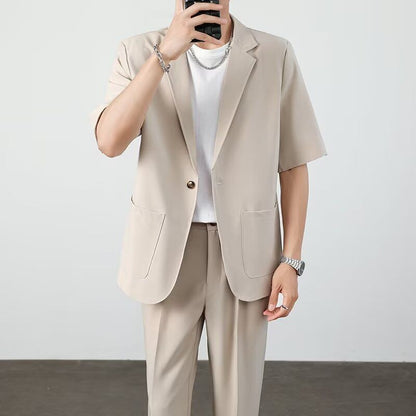 Ice Silk Mens Casual Suit Set