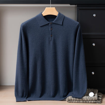 Mens Pure Cashmere Polo Neck Sweater