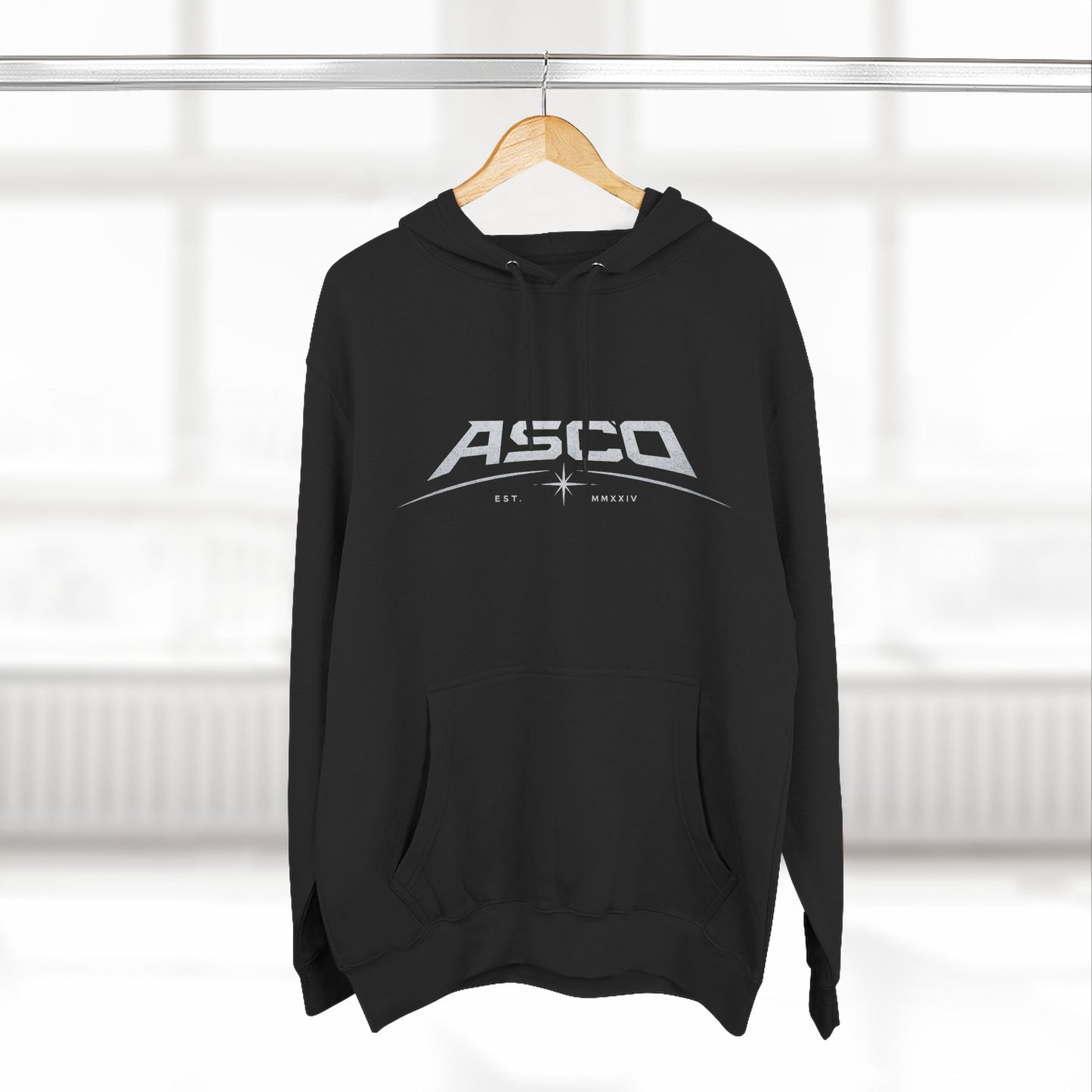 ASCO Logo Hoodie — Vintage Racing Style Black Fleece Pullover