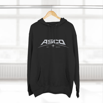 ASCO Logo Hoodie — Vintage Racing Style Black Fleece Pullover