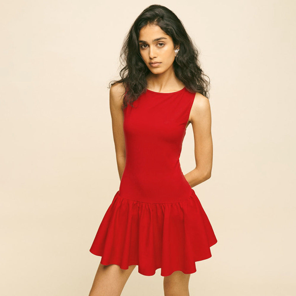 Sleeveless Stitched A-Line Dress