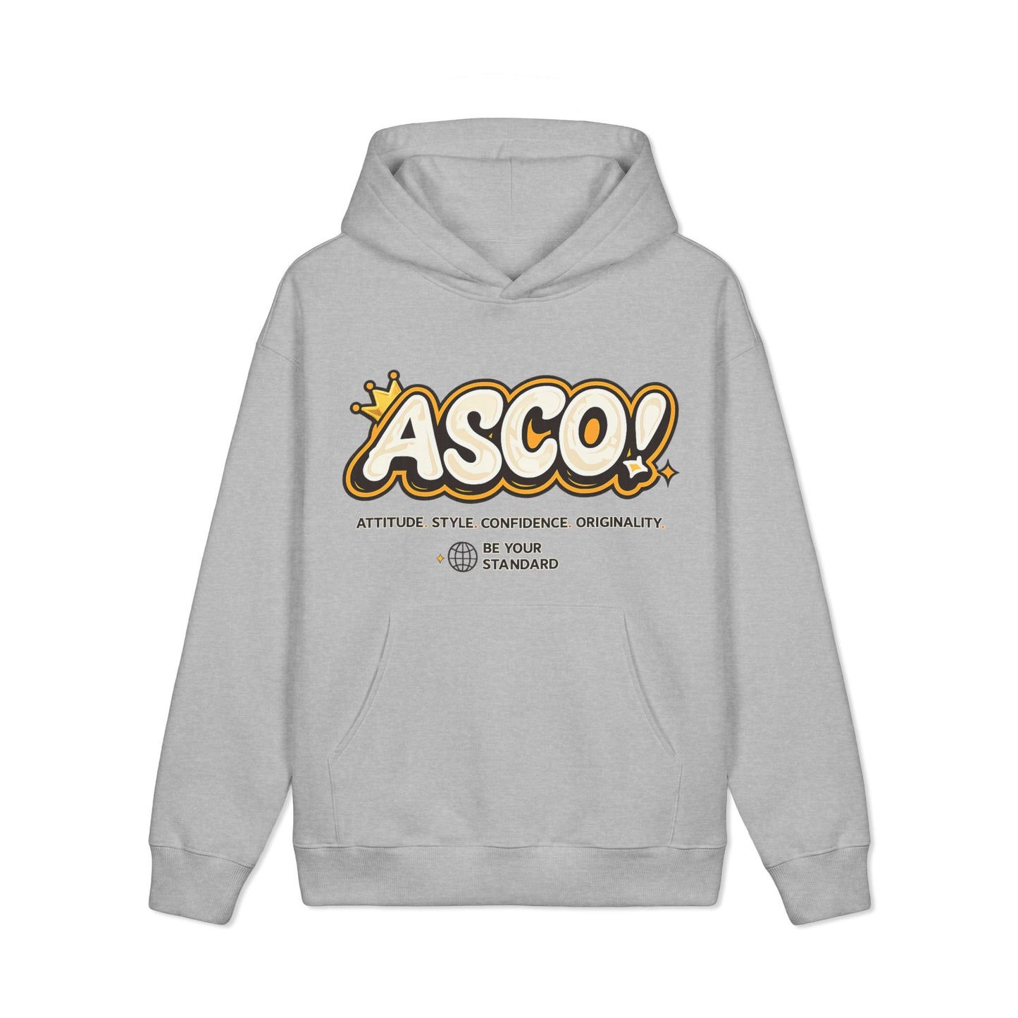 ASCO! Graphic Hoodie — Retro Streetwear Pullover with Crown Logo