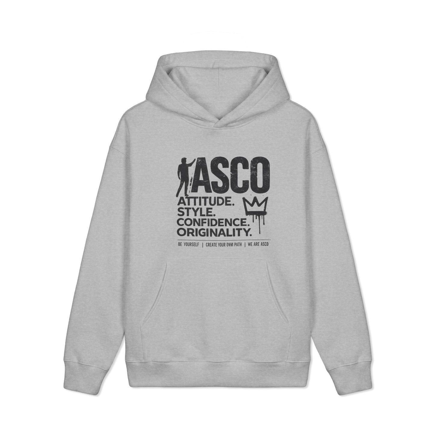ASCO Attitude Hoodie – Streetwear Sweatshirt with 'Attitude. Style. Confidence. Originality.' Design