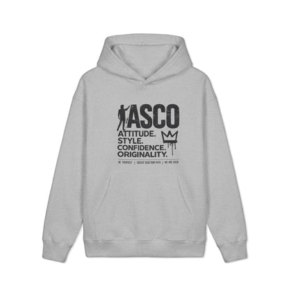 ASCO Attitude Hoodie – Streetwear Sweatshirt with 'Attitude. Style. Confidence. Originality.' Design