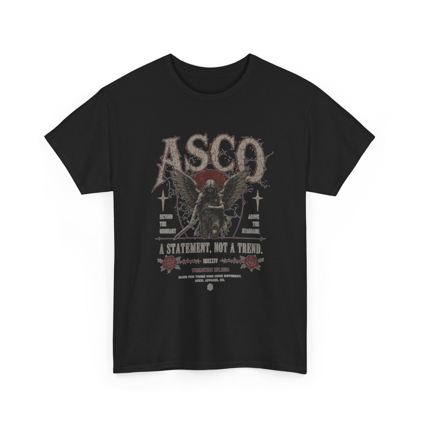 ASCO Gothic Skull Tee – Stay Awhile, Have A Seat Heavy Cotton T‑Shirt
