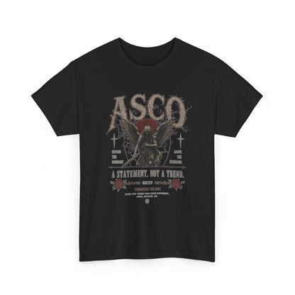 ASCO Gothic Skull Tee – Stay Awhile, Have A Seat Heavy Cotton T‑Shirt