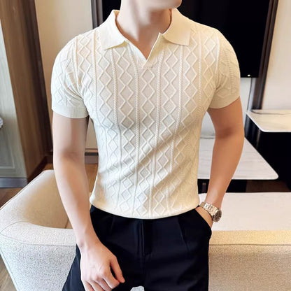 Men's Textured Knit Polo Shirt
