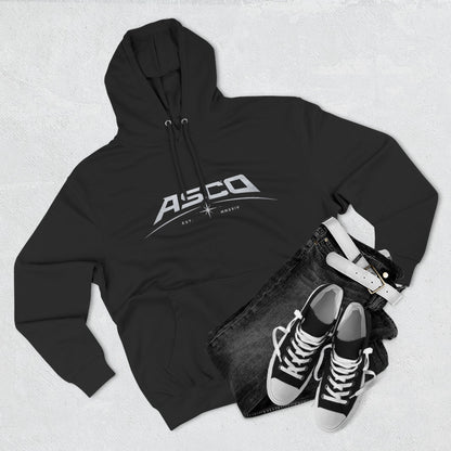 ASCO Logo Hoodie — Vintage Racing Style Black Fleece Pullover