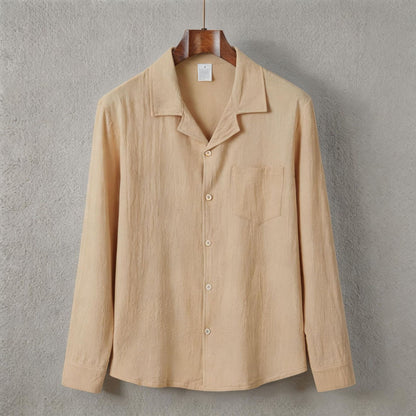 Solid-color long-sleeve shirt