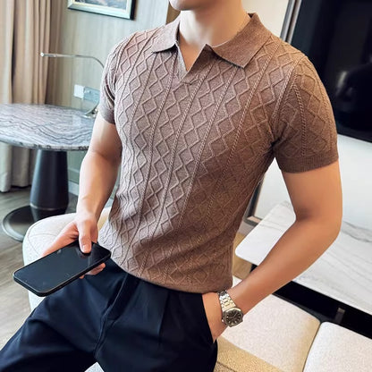 Men's Textured Knit Polo Shirt
