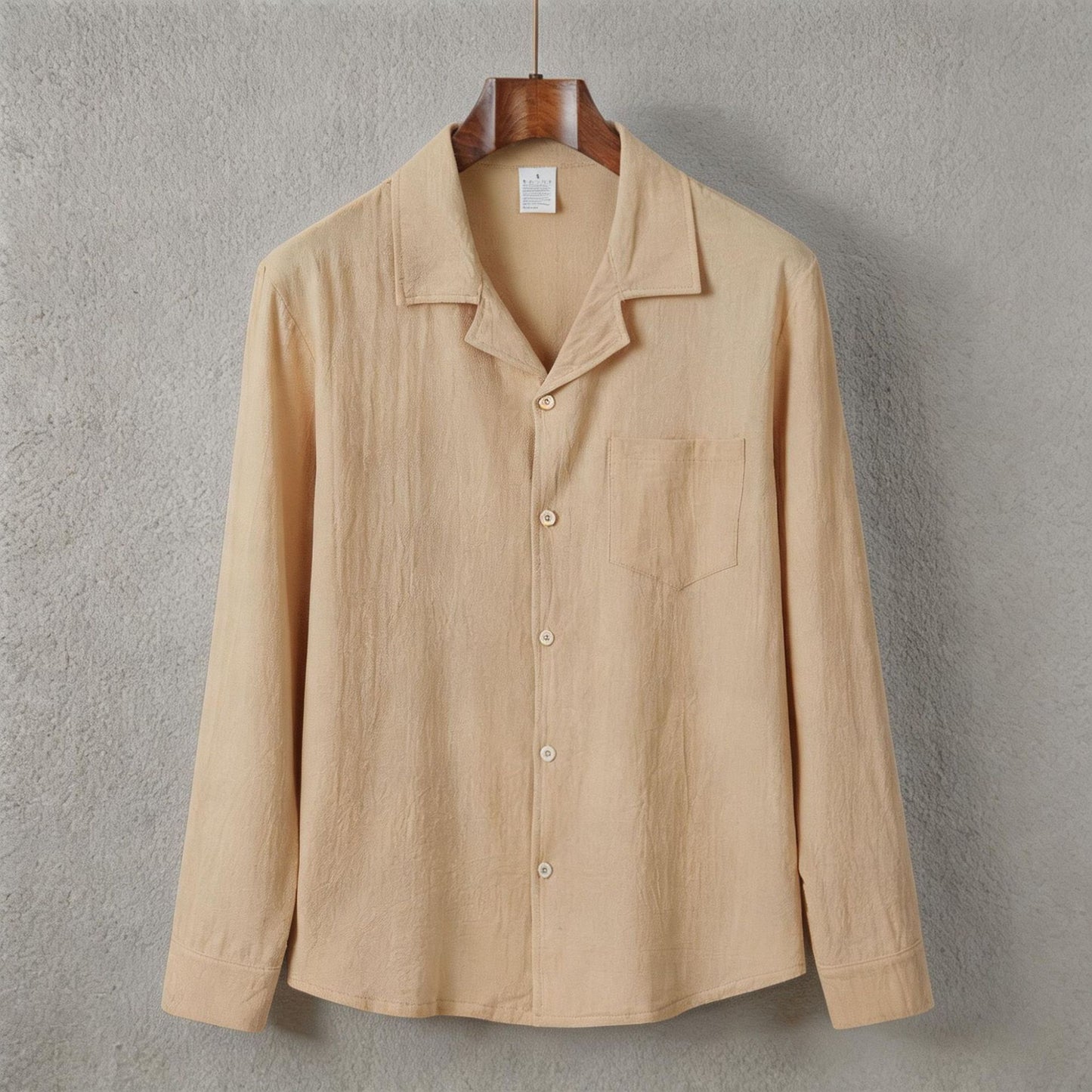 Solid-color long-sleeve shirt
