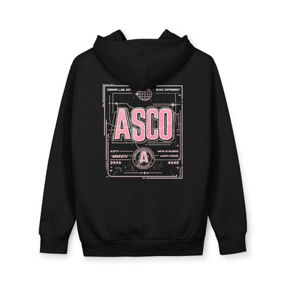 ASCO Vintage Logo Hoodie — Retro Pink Graphic Pullover