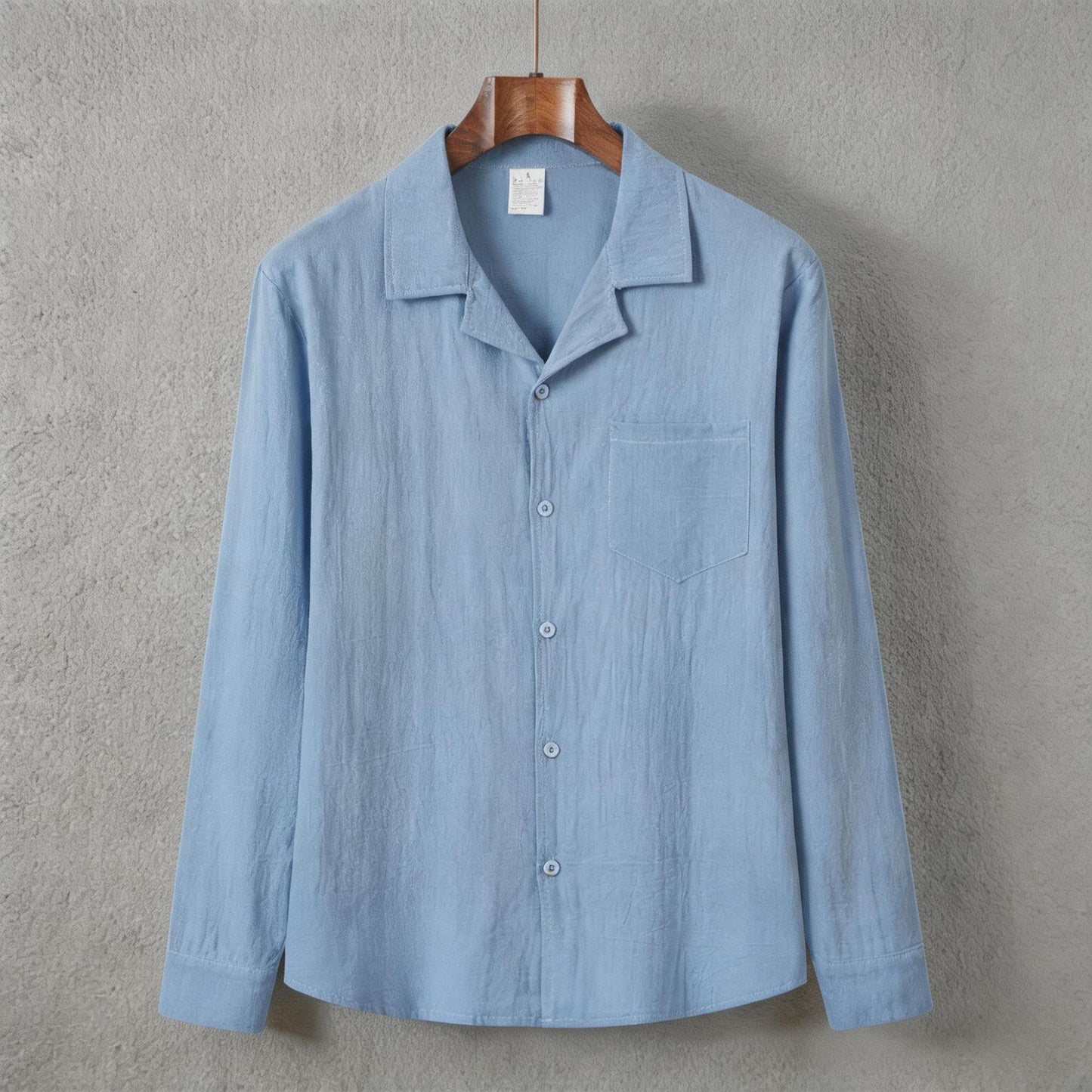 Solid-color long-sleeve shirt