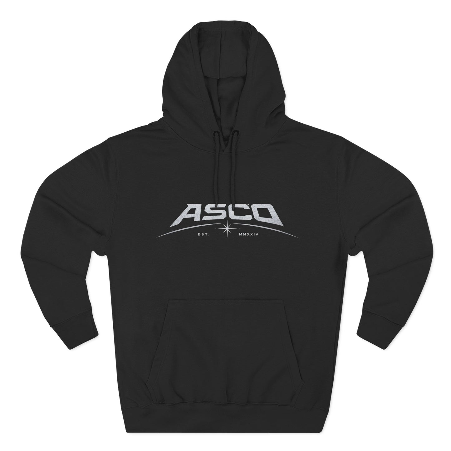 ASCO Logo Hoodie — Vintage Racing Style Black Fleece Pullover