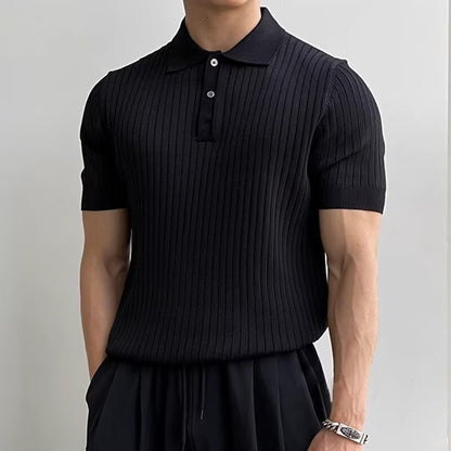 A short-sleeved man with lapel polo shirt