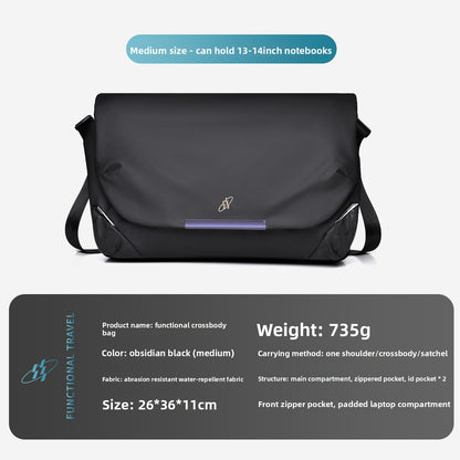 Magnetic Buckle Crossbody Bag with Laptop Compartment