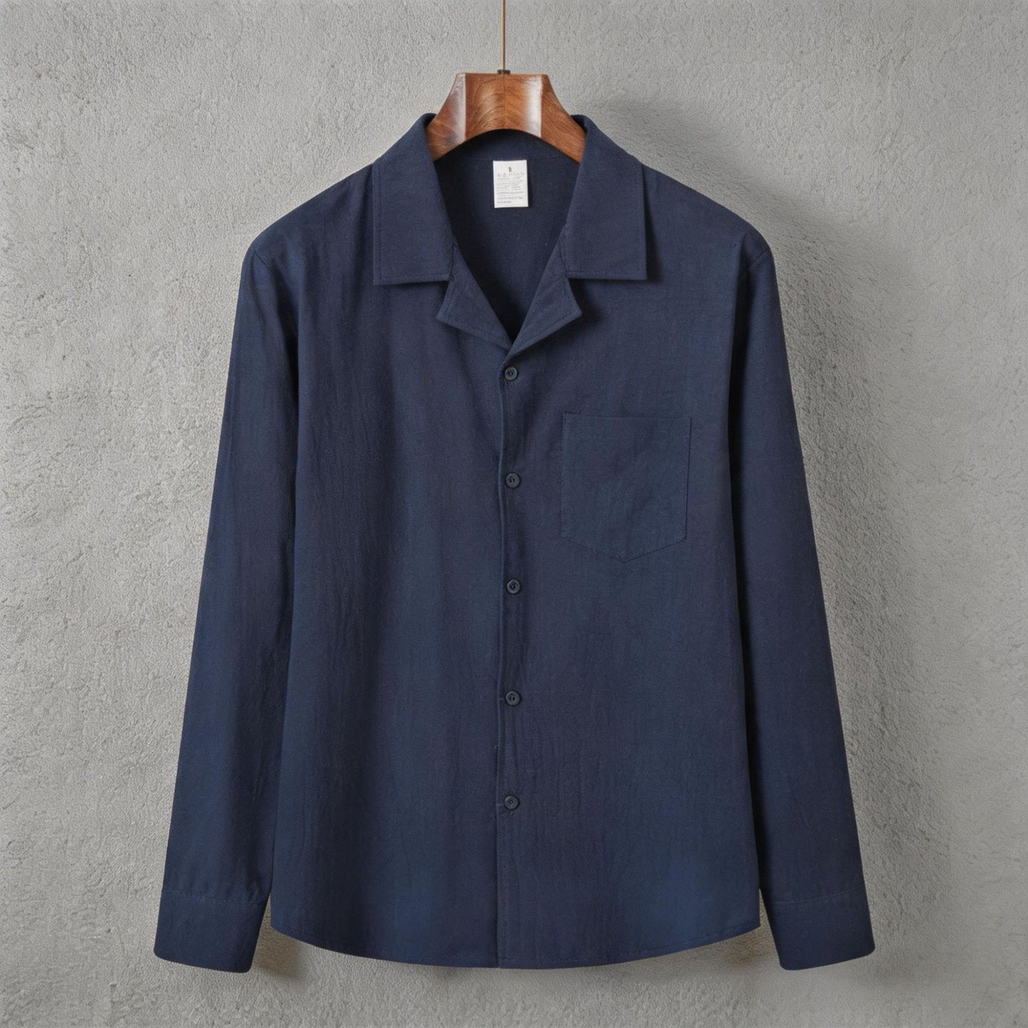 Solid-color long-sleeve shirt