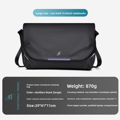 Magnetic Buckle Crossbody Bag with Laptop Compartment