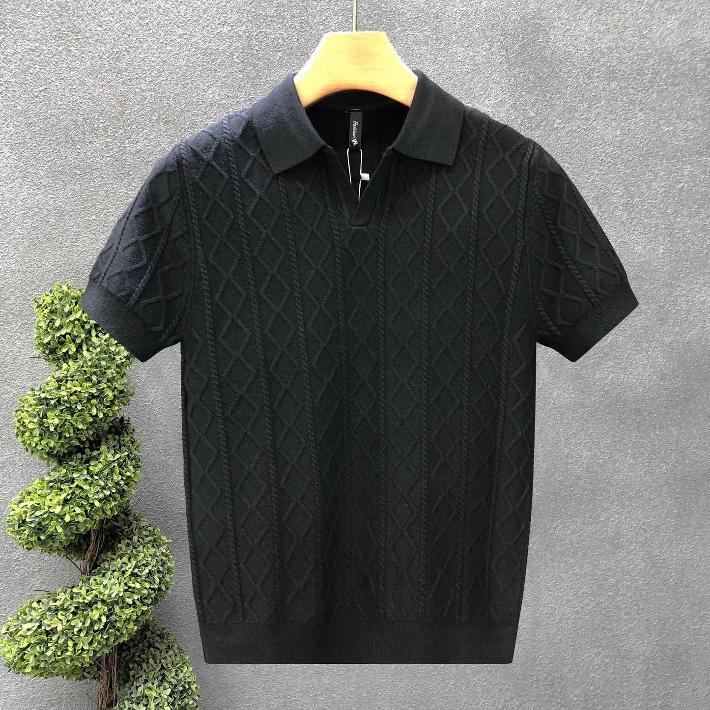 Men's Textured Knit Polo Shirt