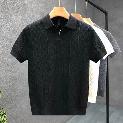 Men's Textured Knit Polo Shirt