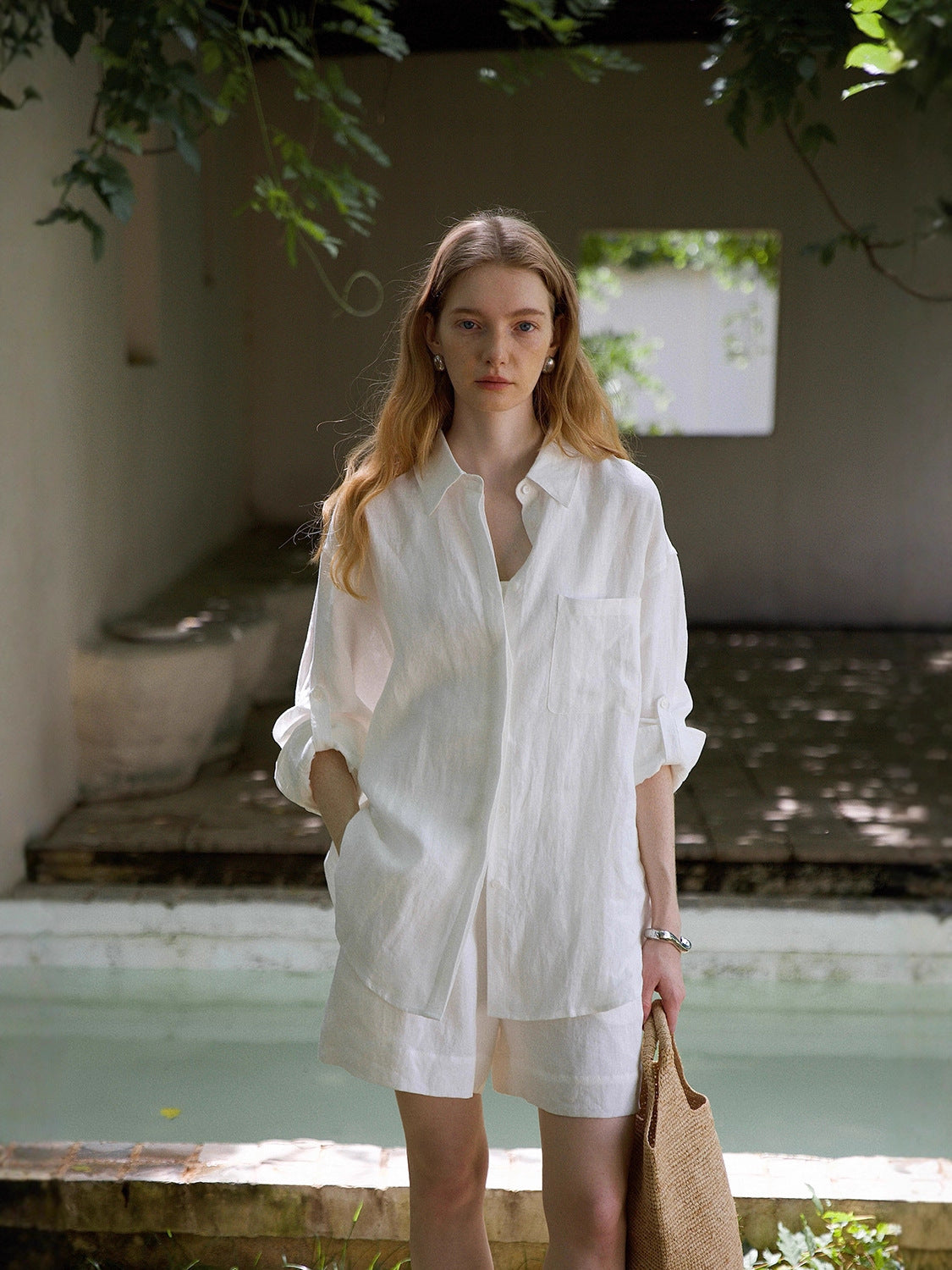 Linen tailored shirt and shorts