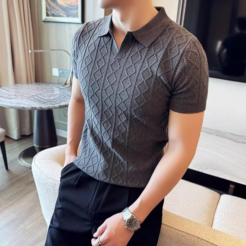 Men's Textured Knit Polo Shirt