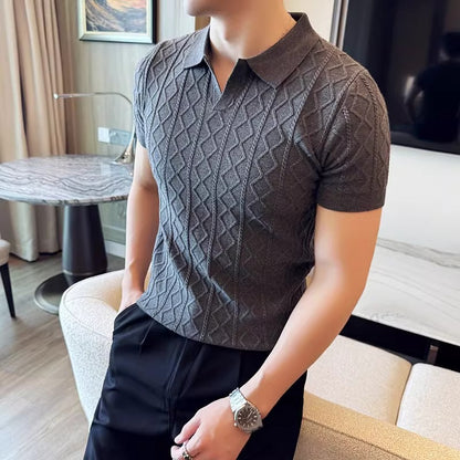 Men's Textured Knit Polo Shirt
