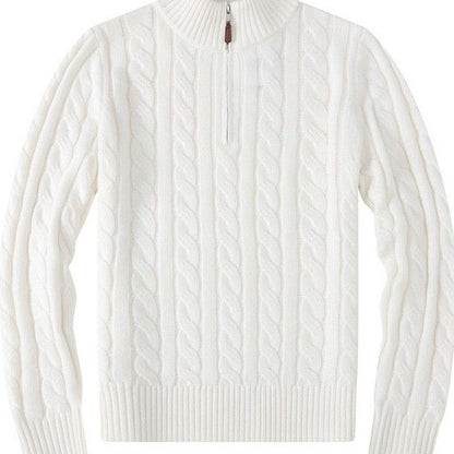 Mens Embroidery Stand Collar Wool Blend Sweater
