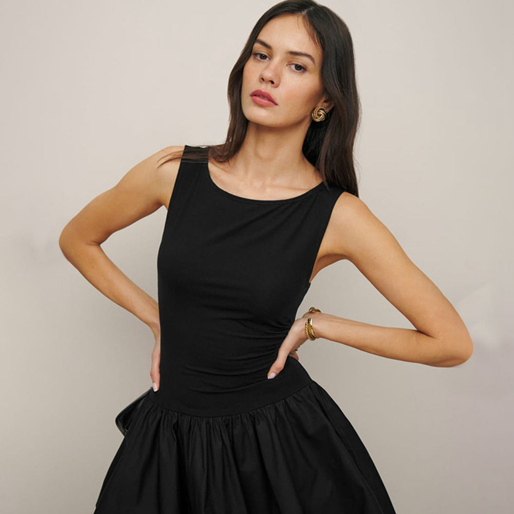 Sleeveless Stitched A-Line Dress