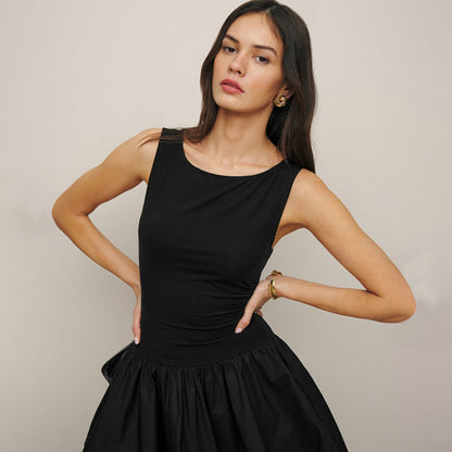 Sleeveless Stitched A-Line Dress