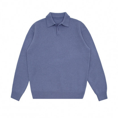 Men's Polo Collar Knit Sweater Loose Casual Sweater