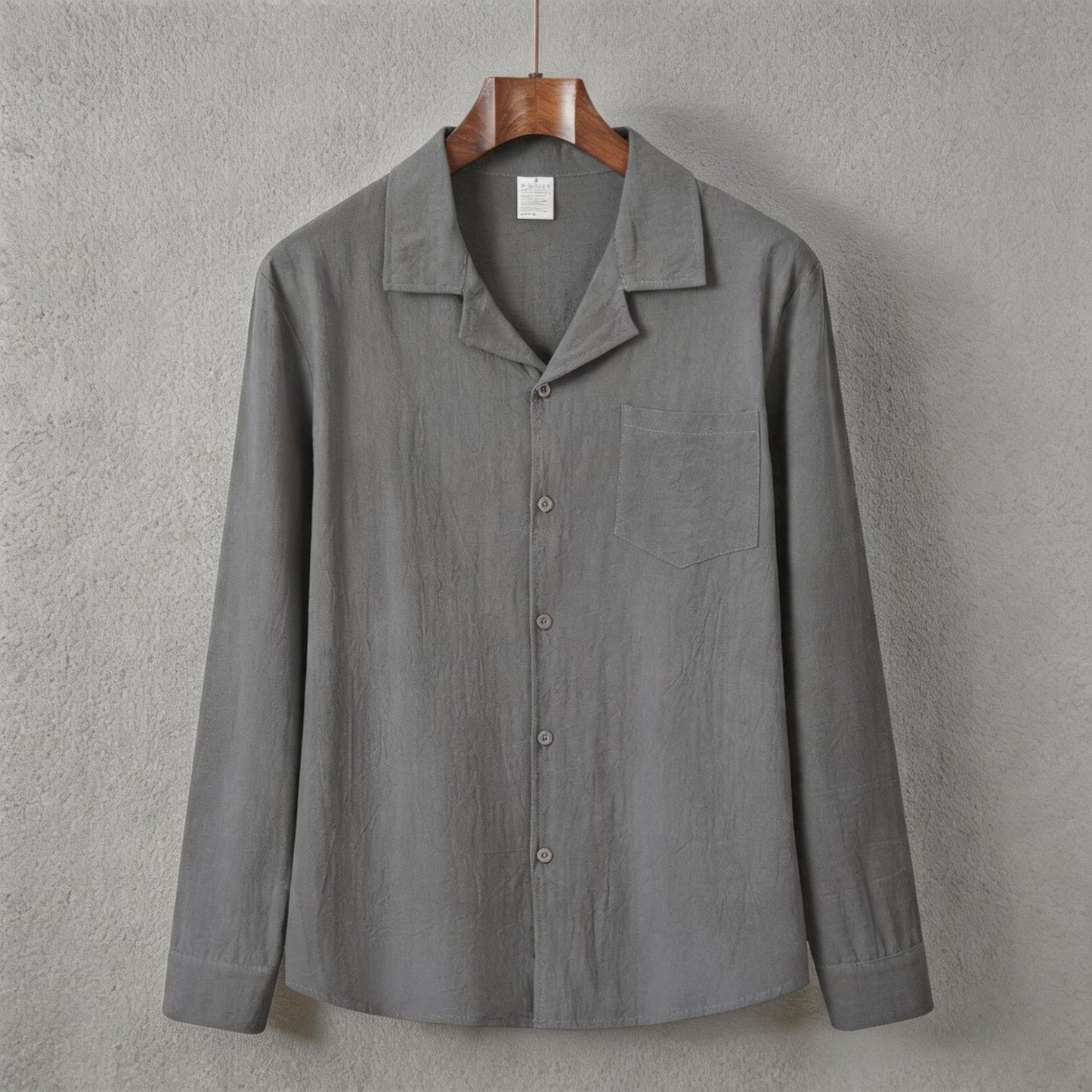 Solid-color long-sleeve shirt