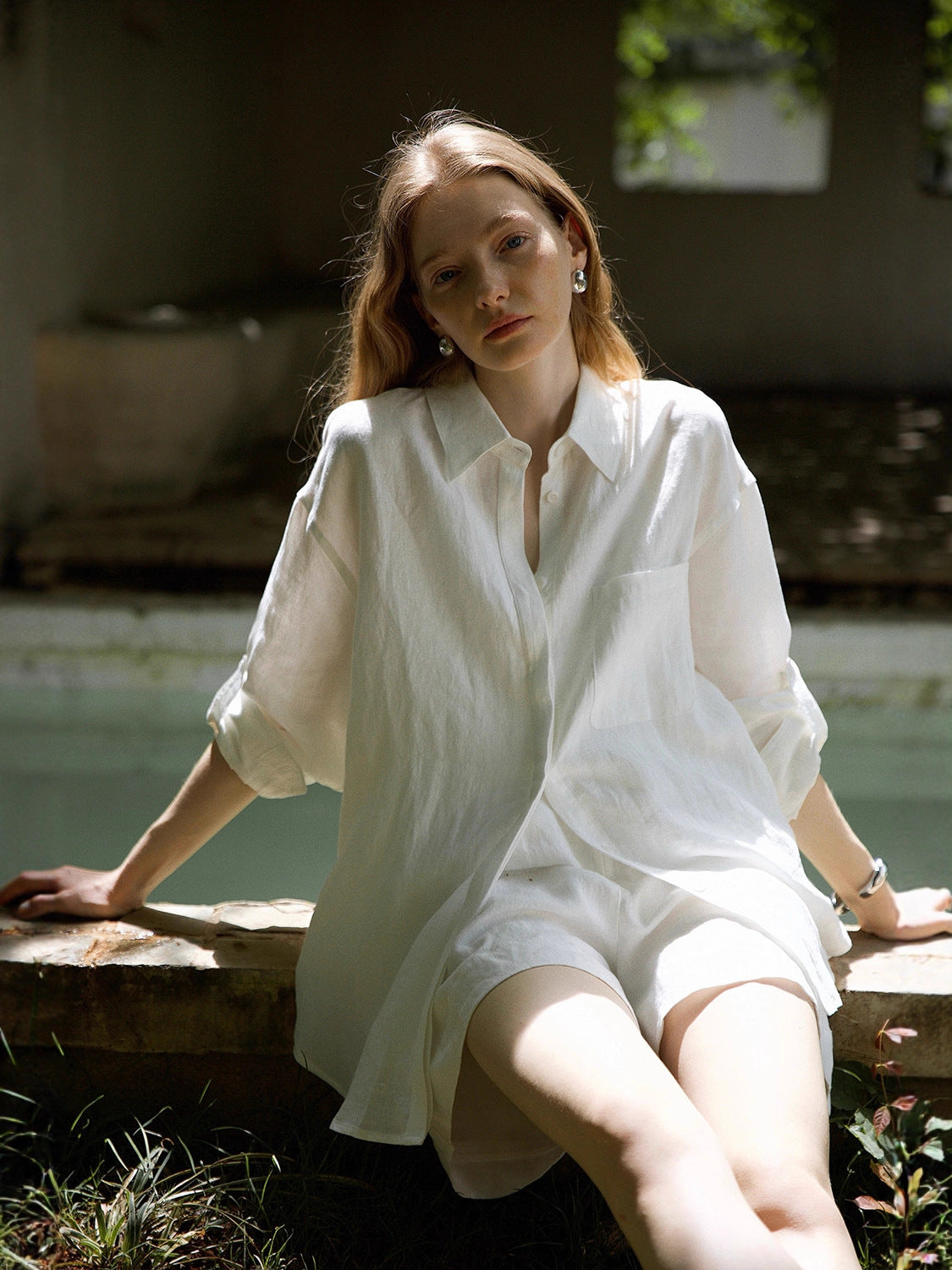 Linen tailored shirt and shorts