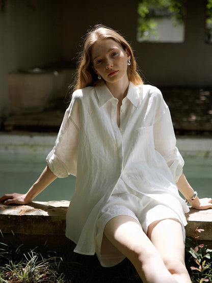 Linen tailored shirt and shorts