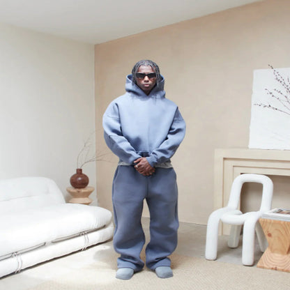 Trendy Streetwear Drawstring Sweatpants Set