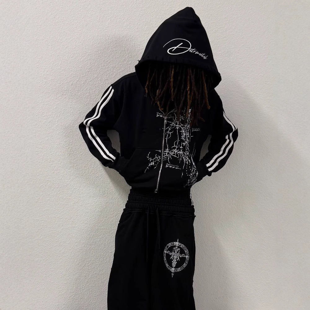 Gothic Y2K Zipper Sweatshirt Streetwear Pullover