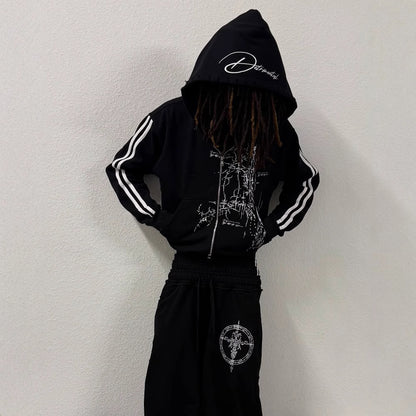 Gothic Y2K Zipper Sweatshirt Streetwear Pullover