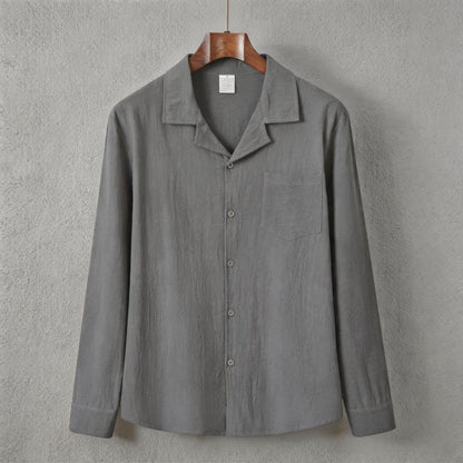 Solid-color long-sleeve shirt