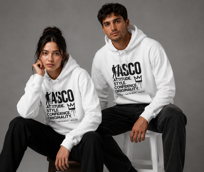 ASCO Attitude Hoodie — Graphic Fleece Pullover with 'Attitude. Style. Confidence. Originality.'