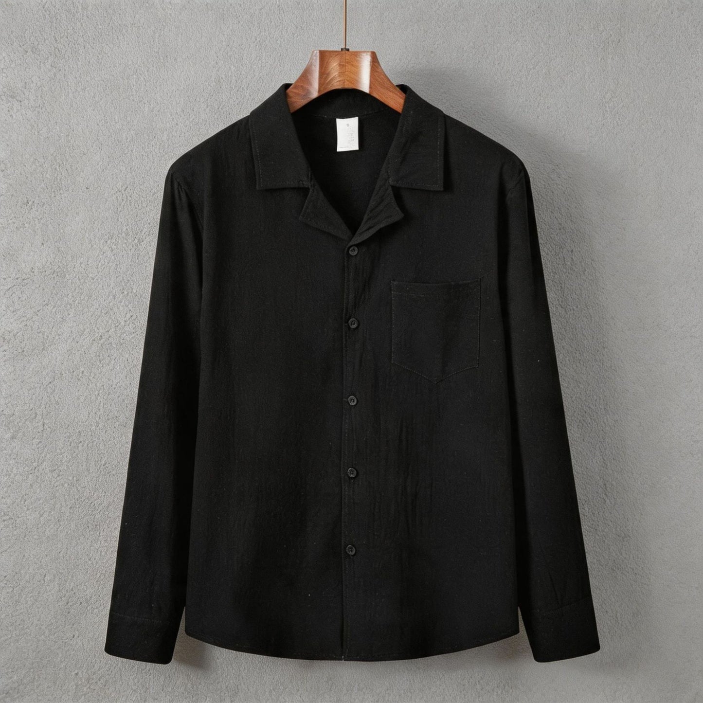 Solid-color long-sleeve shirt