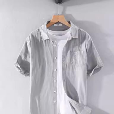 Mens Short Sleeve Linen Shirt