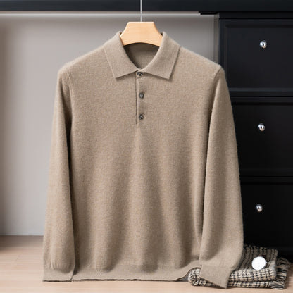 Mens Pure Cashmere Polo Neck Sweater