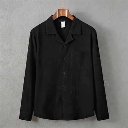 Solid-color long-sleeve shirt