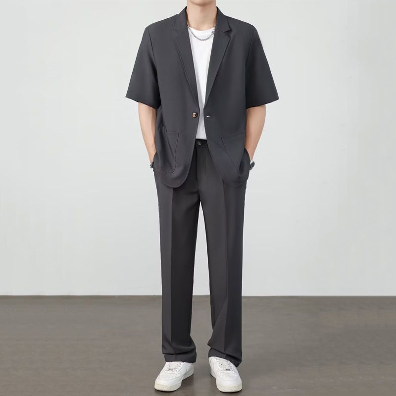 Ice Silk Mens Casual Suit Set