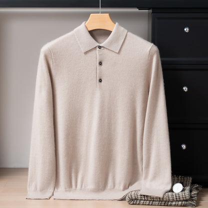 Mens Pure Cashmere Polo Neck Sweater