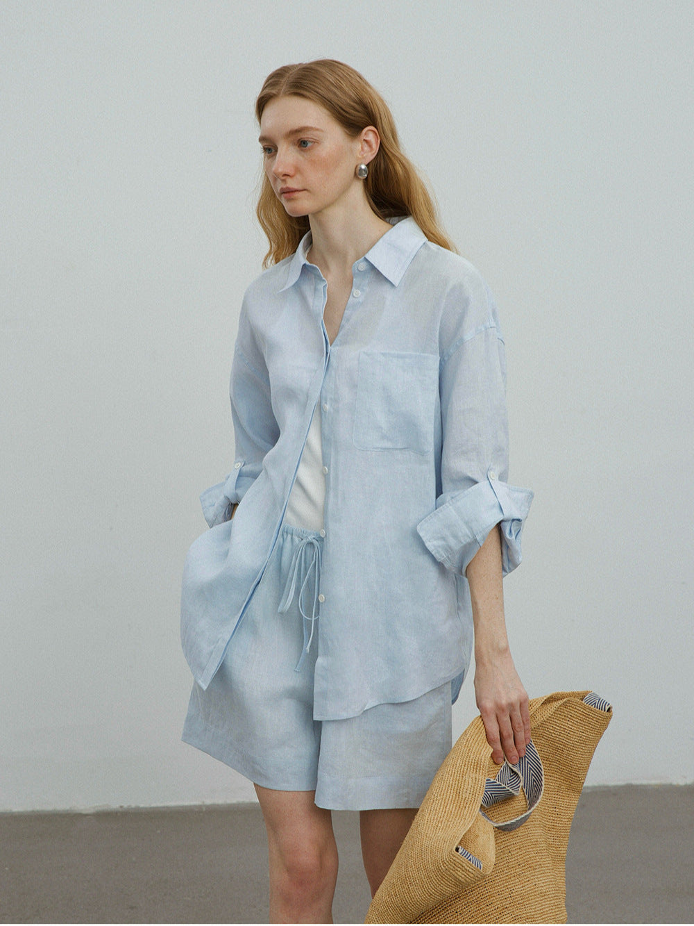Linen tailored shirt and shorts