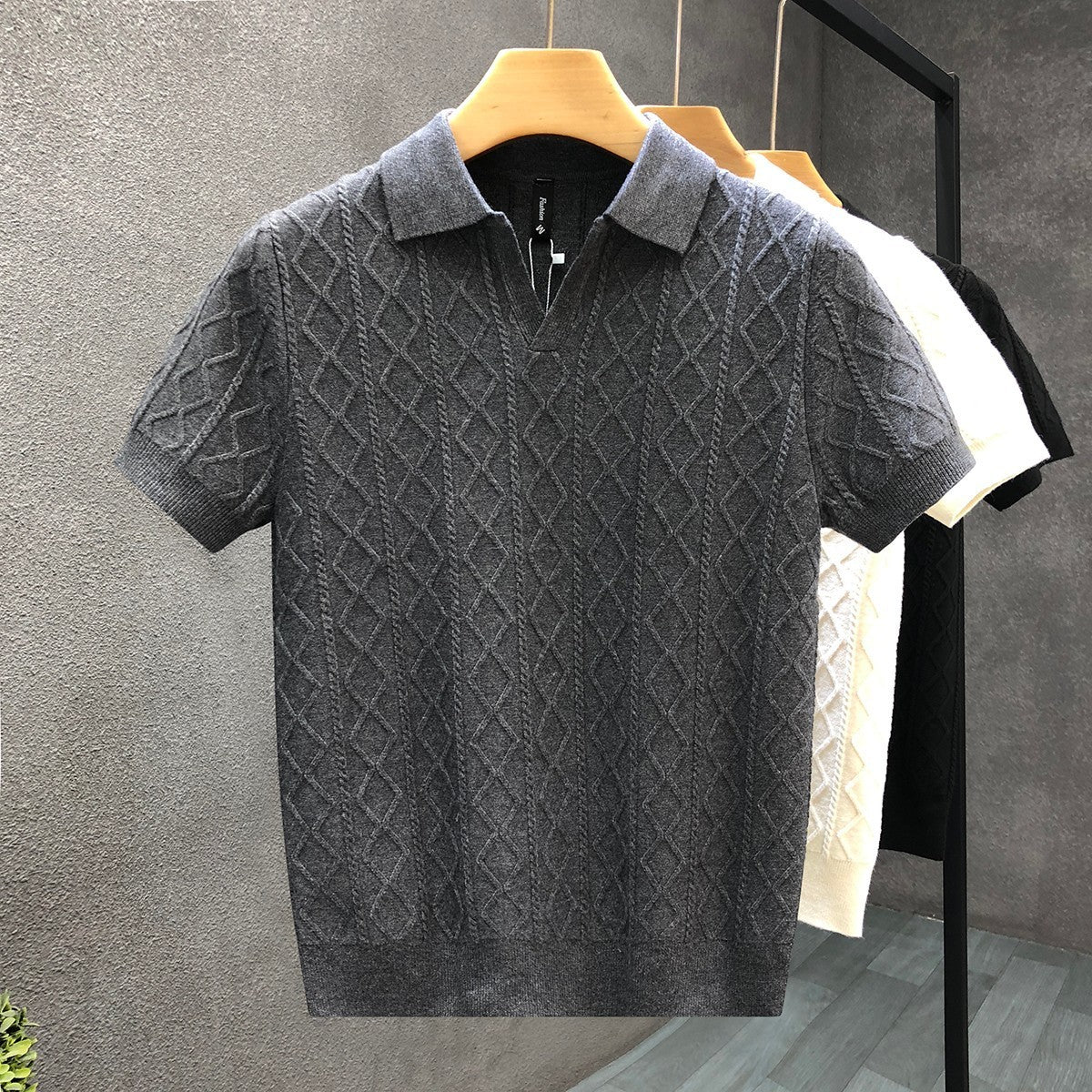Men's Textured Knit Polo Shirt