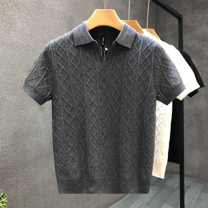 Men's Textured Knit Polo Shirt